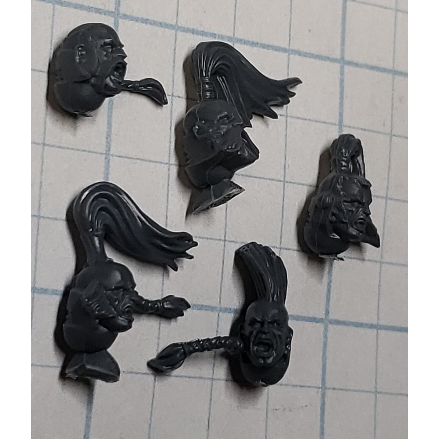 40k Space Wolves Bits Wolf Pack Wolf Guard Veteran Bare Head w Top Knot Braid x5