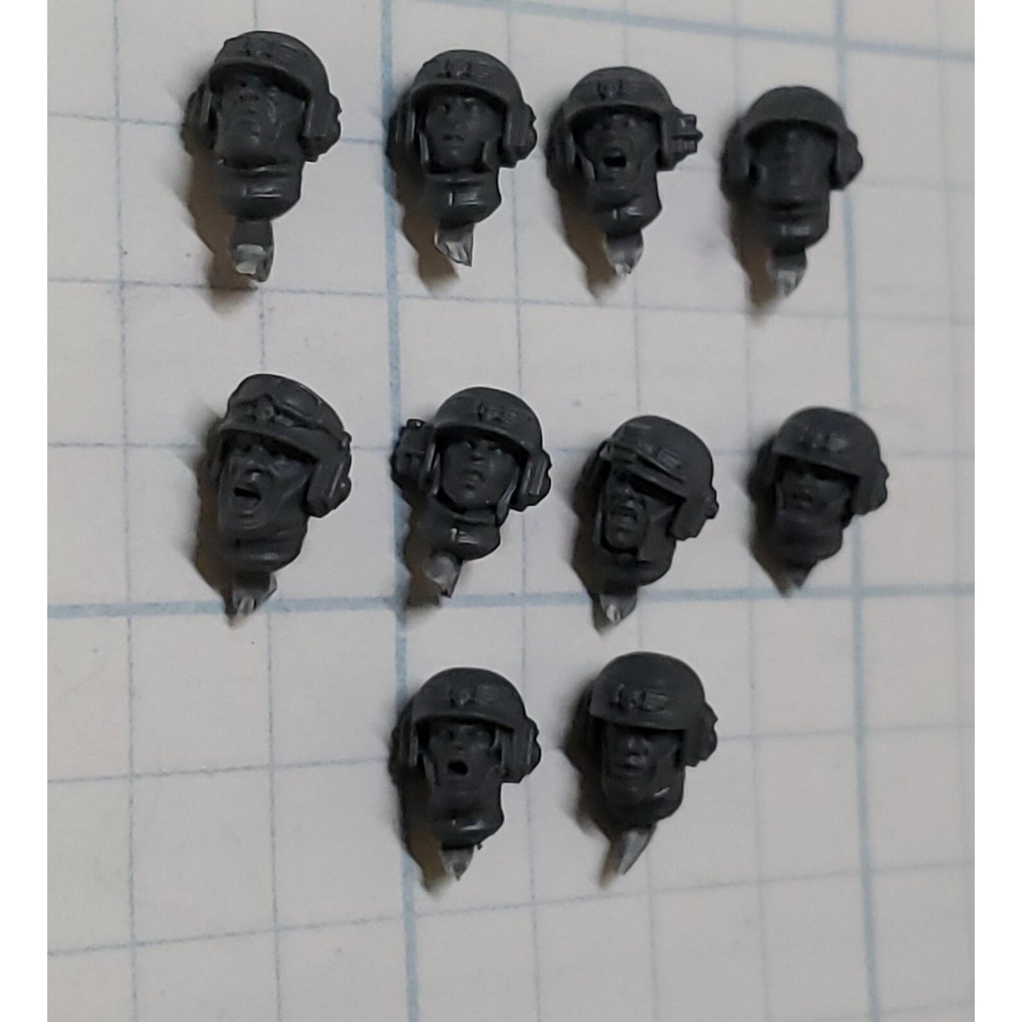 40k Astra Militarum Bits Cadian Shock Troops Helmet Heads x10 Set A