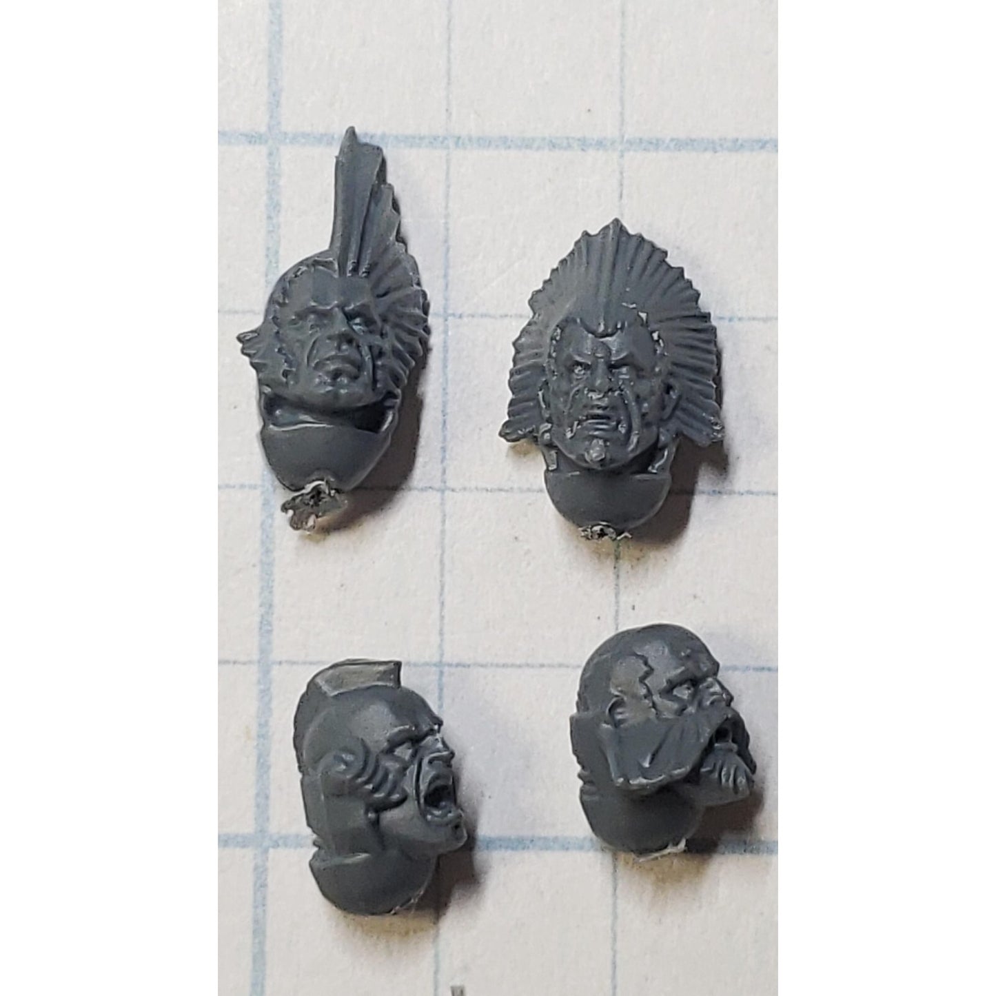 40k Space Wolves Bits Wolf Pack Grey Hunter Veteran Bare Heads x4 A