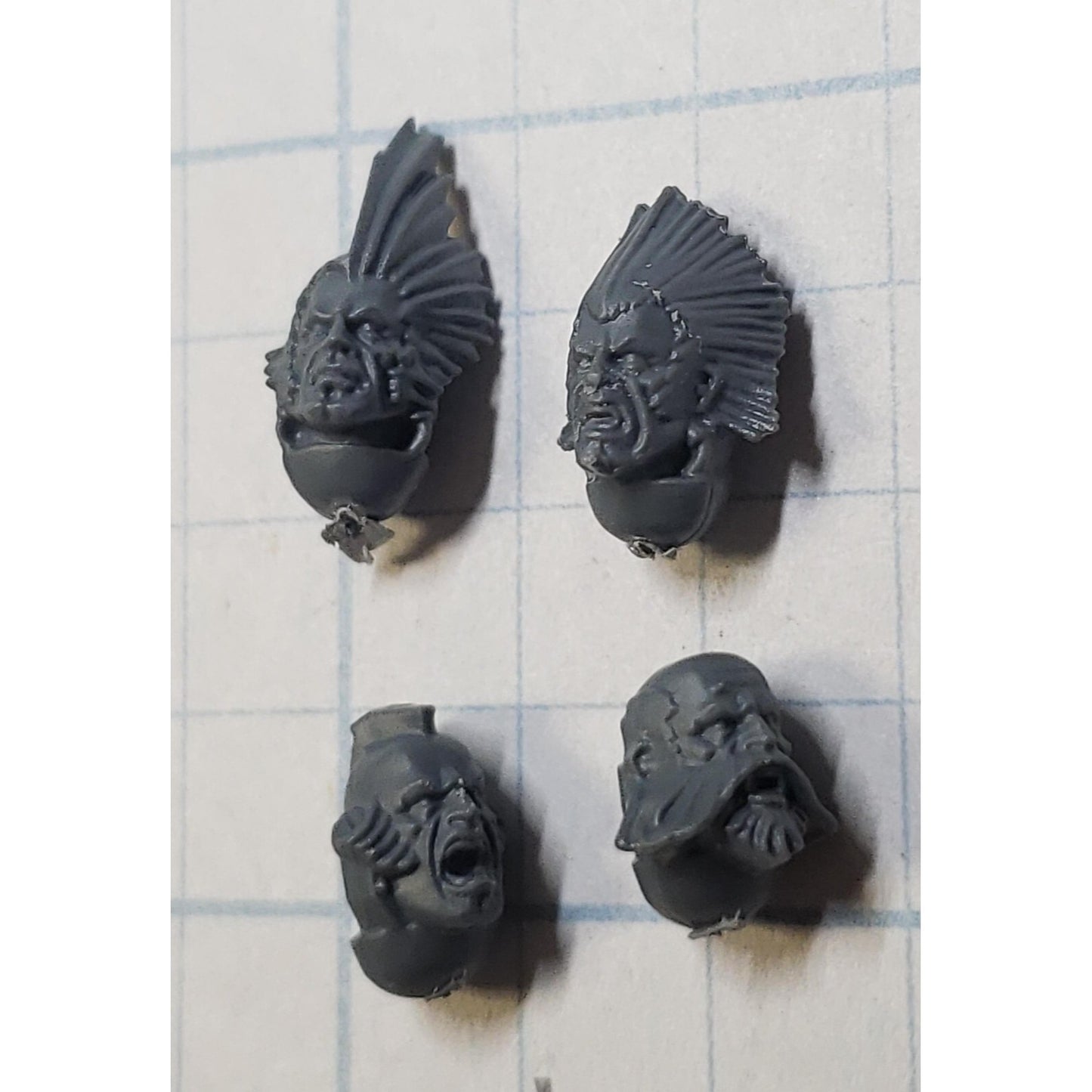 40k Space Wolves Bits Wolf Pack Grey Hunter Veteran Bare Heads x4 A
