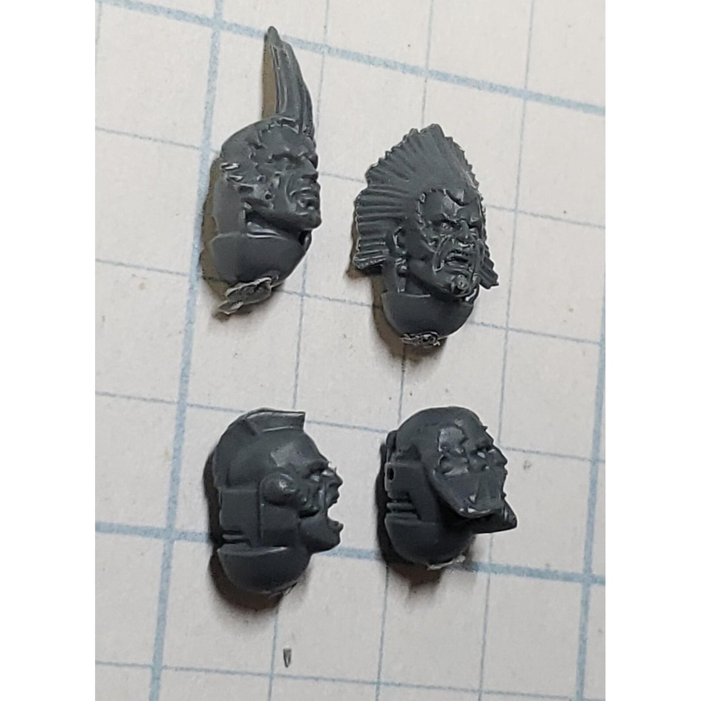 40k Space Wolves Bits Wolf Pack Grey Hunter Veteran Bare Heads x4 A