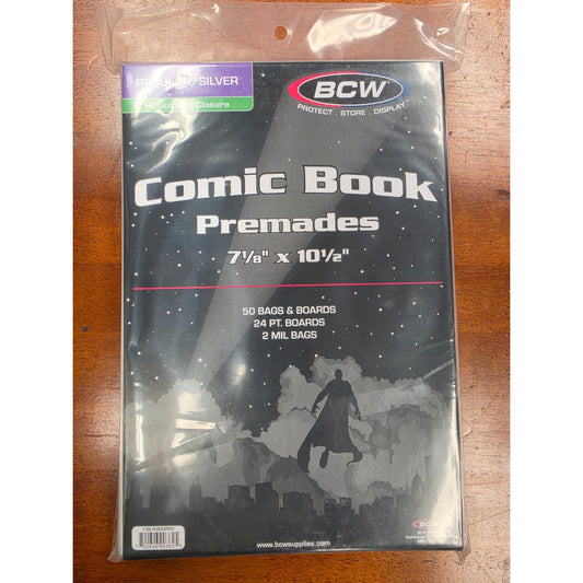 Premade Silver Age Comic Book Bags and Boards 1 pack of 50 BCW 7 ⅛" x 10 ½"