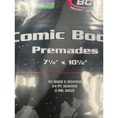 Premade Silver Age Comic Book Bags and Boards 1 pack of 50 BCW 7 ⅛" x 10 ½"