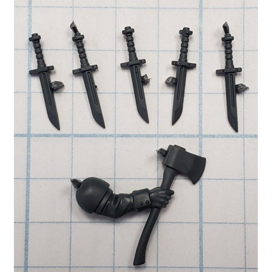 40k Astra Militarum Bits Cadian Upgrade Arm w Axe & Bayonet Set