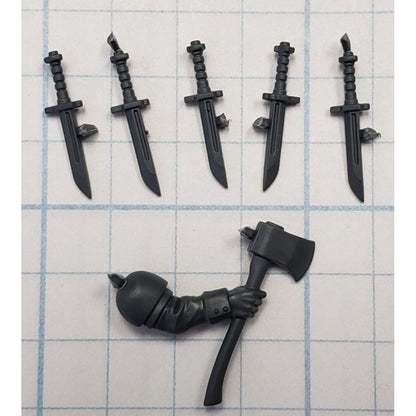 40k Astra Militarum Bits Cadian Upgrade Arm w Axe & Bayonet Set