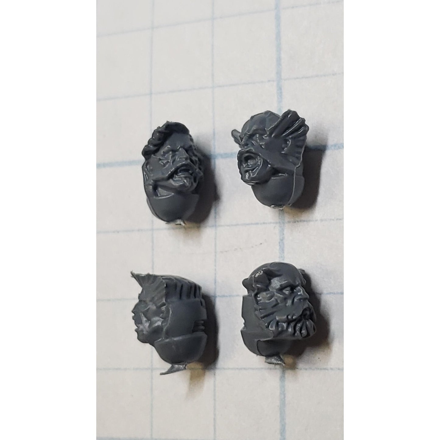 40k Space Wolves Bits Wolf Pack Grey Hunter Veteran Bare Heads x4 B