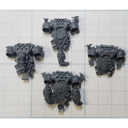40k Space Wolves Bits Wolf Pack Grey Hunter Rune & Wolf Tail Backpacks x4 Set
