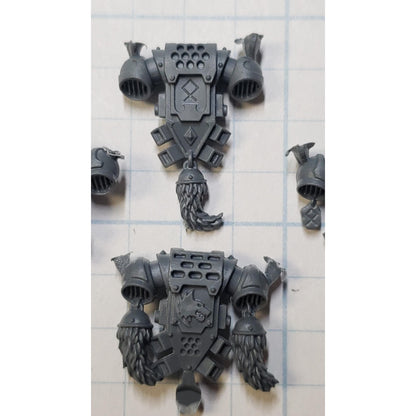 40k Space Wolves Bits Wolf Pack Grey Hunter Rune & Wolf Tail Backpacks x4 Set