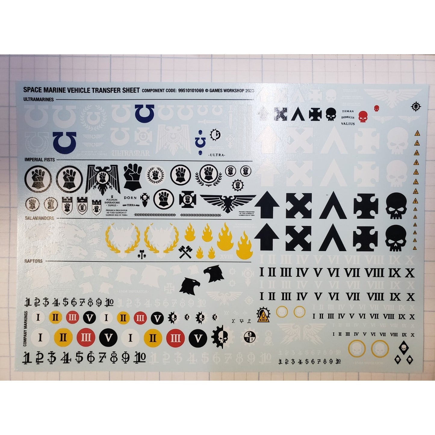 40k Space Marine Bits 10th Edition Chapters Tank Vehicle Transfer Sheet 2023C