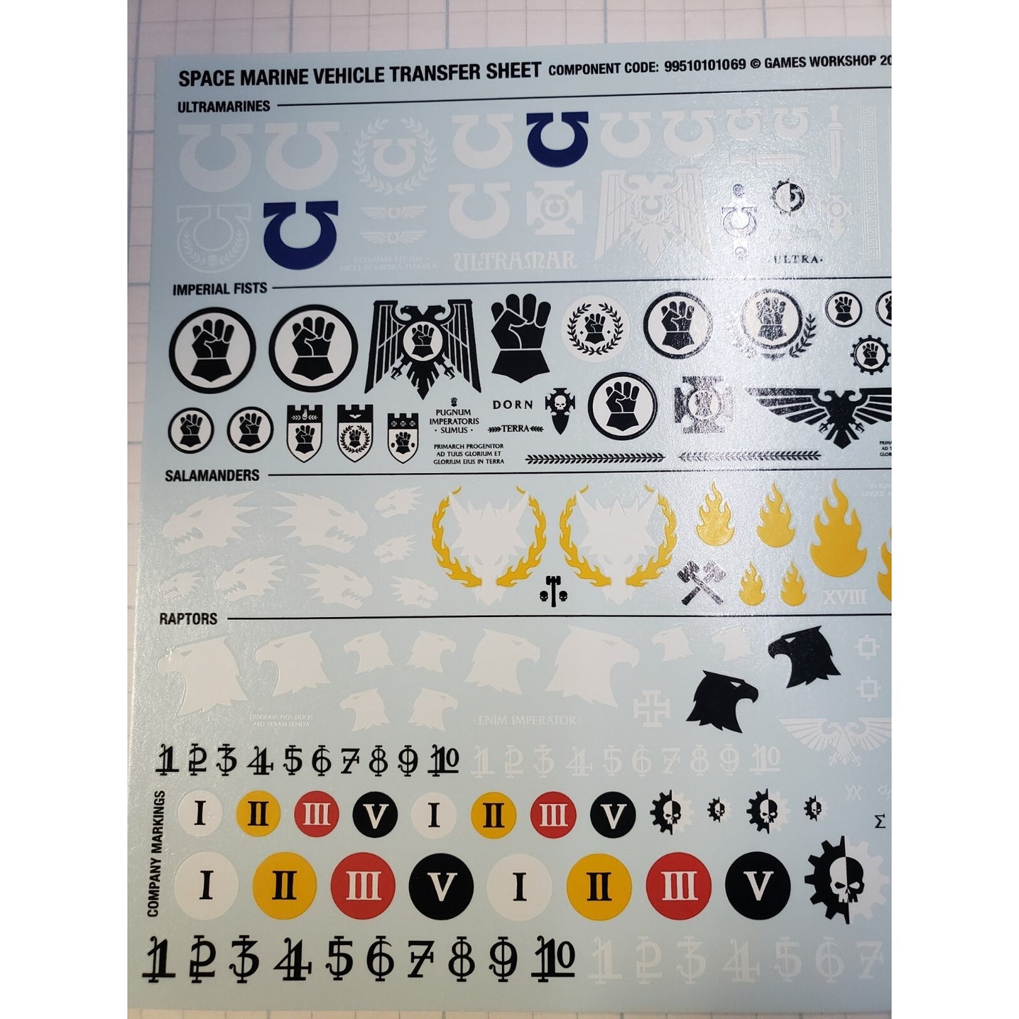 40k Space Marine Bits 10th Edition Chapters Tank Vehicle Transfer Sheet 2023C
