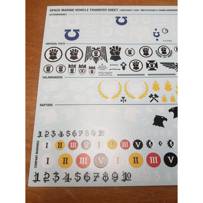 40k Space Marine Bits 10th Edition Chapters Tank Vehicle Transfer Sheet 2023C