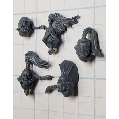 40k Space Wolves Bits Wolf Pack Wolf Guard Veteran Bare Head w Top Knot Braid x5