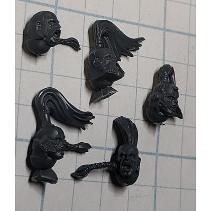 40k Space Wolves Bits Wolf Pack Wolf Guard Veteran Bare Head w Top Knot Braid x5