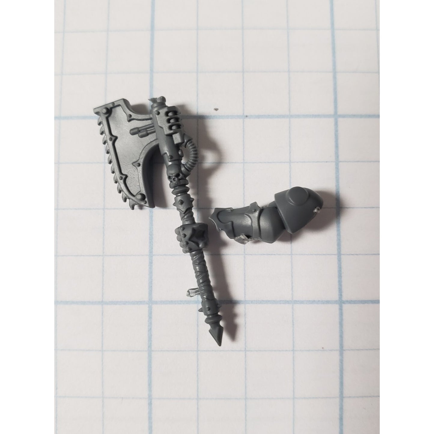 40k Chaos Space Marine Bits Chosen Engraved Chain Axe w Arm Spike