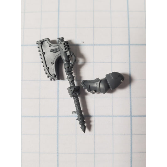 40k Chaos Space Marine Bits Chosen Engraved Chain Axe w Arm Spike