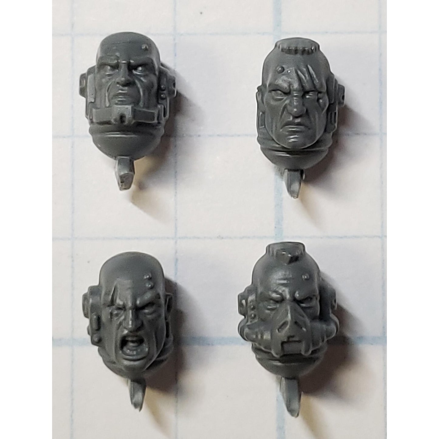 40K Space Marine Bits Primaris Intercessor Veteran Heads x6 Set  - BARE
