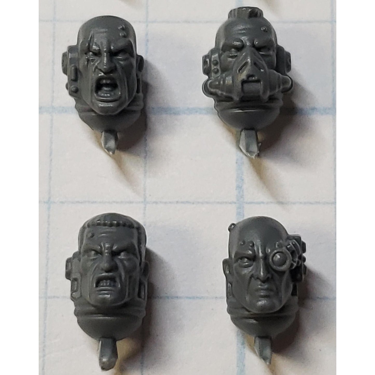 40K Space Marine Bits Primaris Intercessor Veteran Heads x6 Set  - BARE
