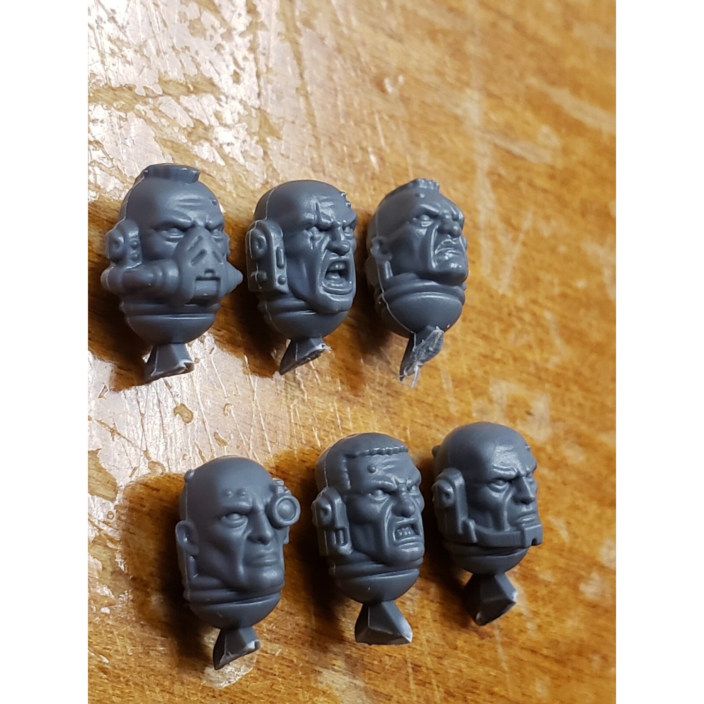 40K Space Marine Bits Primaris Intercessor Veteran Heads x6 Set  - BARE