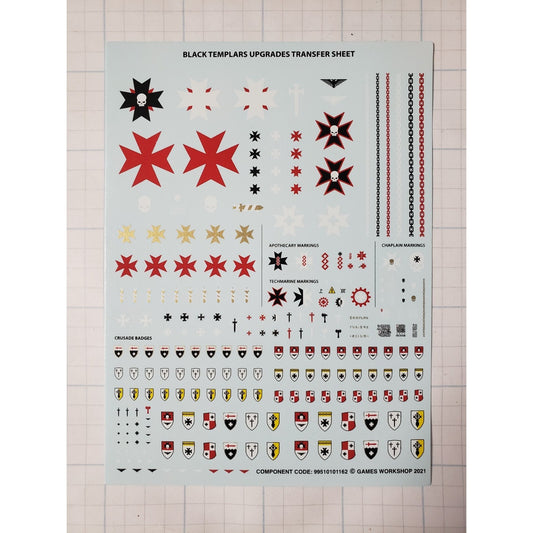 40k Space Marine Bits Primaris Black Templar Upgrade Transfer Sheet