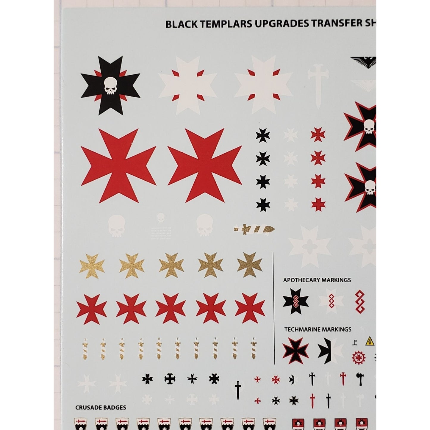 40k Space Marine Bits Primaris Black Templar Upgrade Transfer Sheet