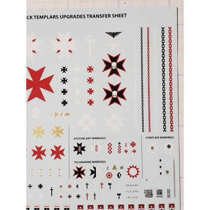 40k Space Marine Bits Primaris Black Templar Upgrade Transfer Sheet