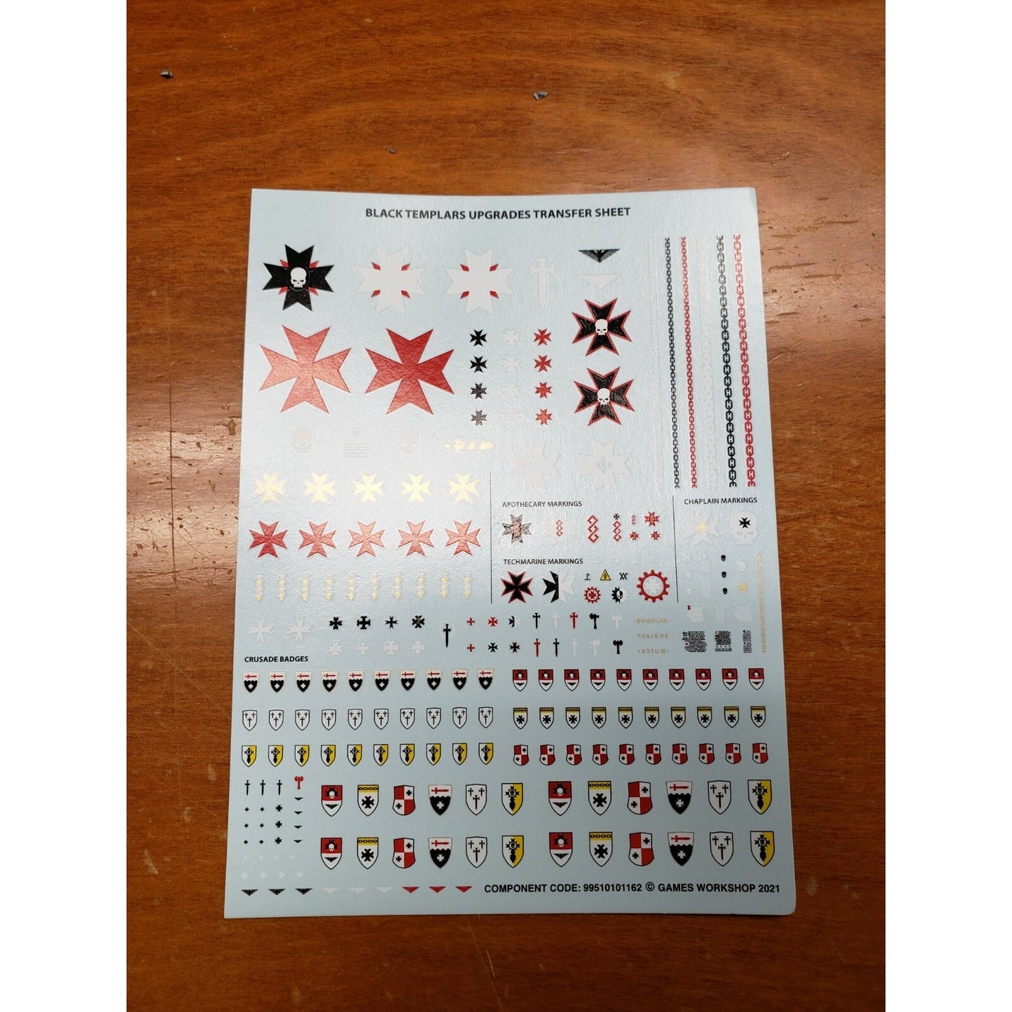 40k Space Marine Bits Primaris Black Templar Upgrade Transfer Sheet