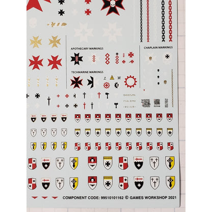 40k Space Marine Bits Primaris Black Templar Upgrade Transfer Sheet