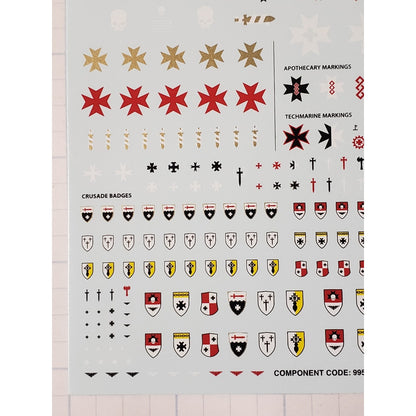 40k Space Marine Bits Primaris Black Templar Upgrade Transfer Sheet