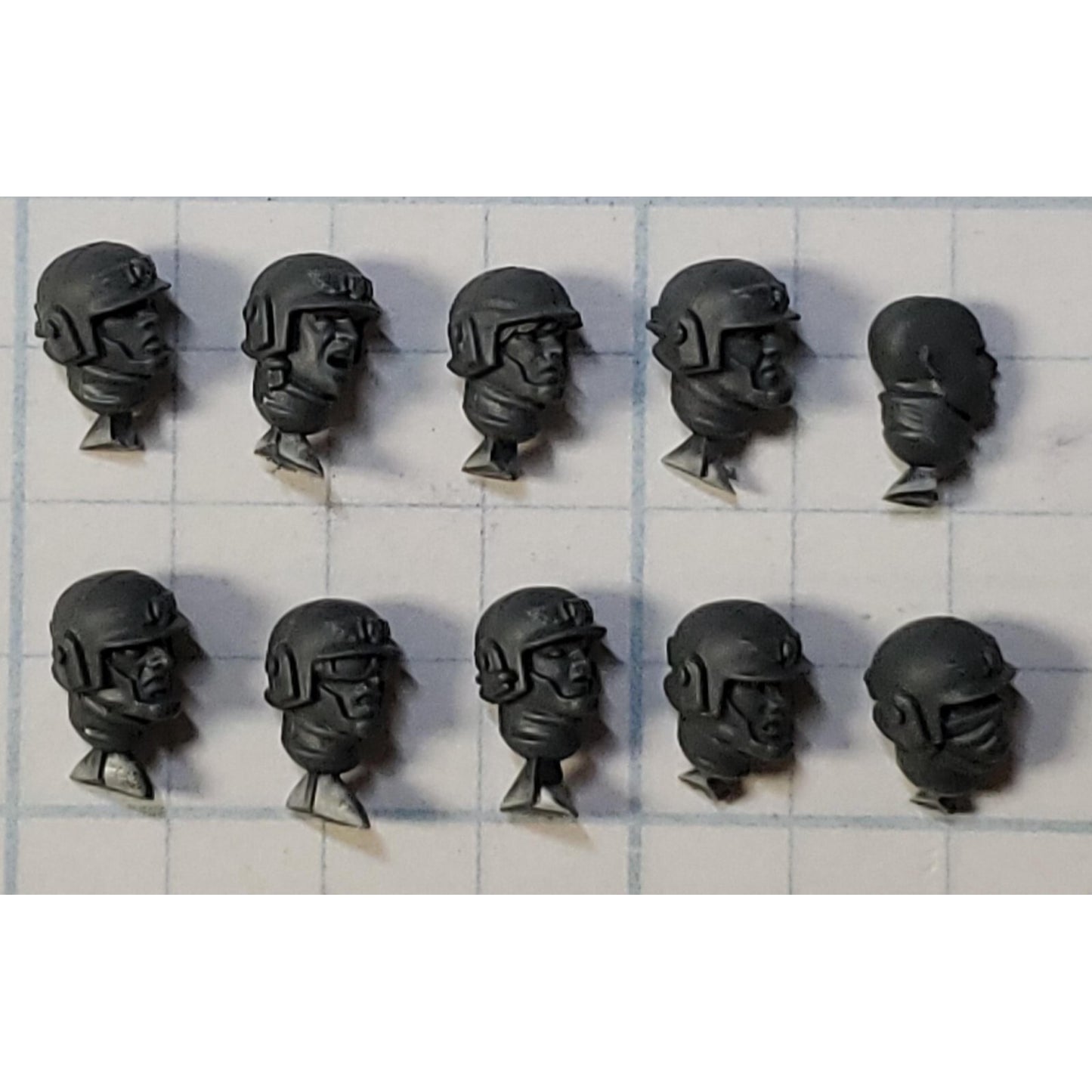40k Astra Militarum Bits Cadian Shock Troops Helmet Heads x10 Set B