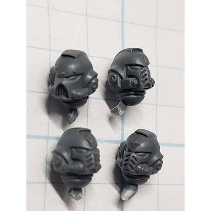40k Space Wolves Bits Grey Hunters Engraved Helmet Heads x4 Set H4