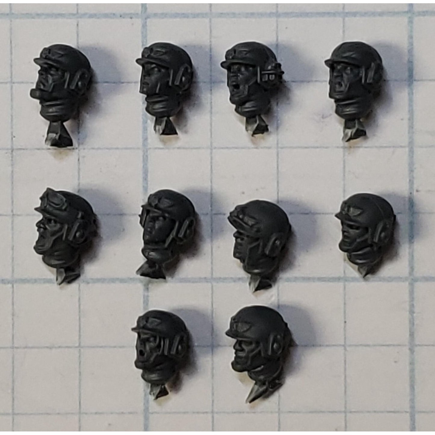 40k Astra Militarum Bits Cadian Shock Troops Helmet Heads x10 Set A