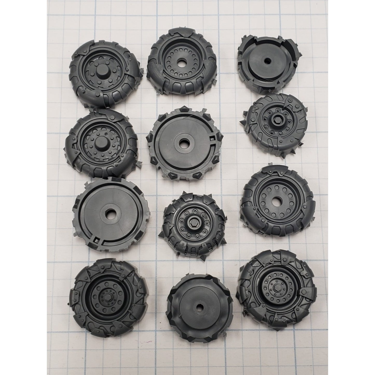 40k Ork Bits Trukk 4 Wheel Drive Tire Wheels x6 Set