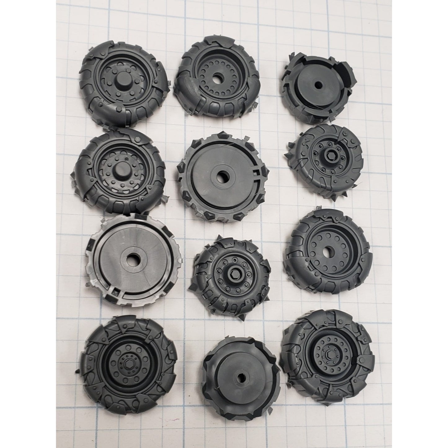 40k Ork Bits Trukk 4 Wheel Drive Tire Wheels x6 Set