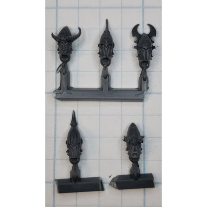 40k Drukhari Bits Kabalite Warrior Helmet Heads w Horns Spikes x5  A