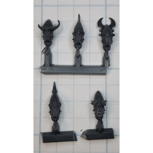 40k Drukhari Bits Kabalite Warrior Helmet Heads w Horns Spikes x5  A
