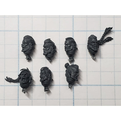 40k Space Wolves Bits Grey Hunters Feral Bare Heads x7 Set B7