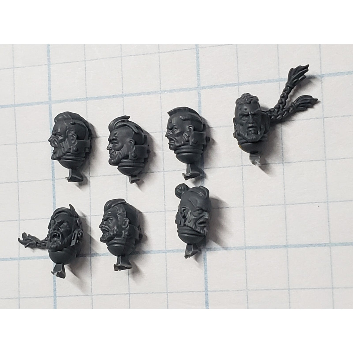 40k Space Wolves Bits Grey Hunters Feral Bare Heads x7 Set B7