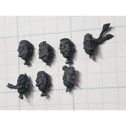40k Space Wolves Bits Grey Hunters Feral Bare Heads x7 Set B7