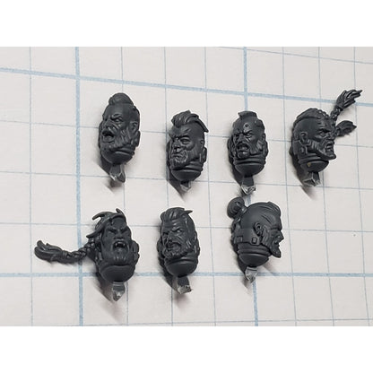 40k Space Wolves Bits Grey Hunters Feral Bare Heads x7 Set B7