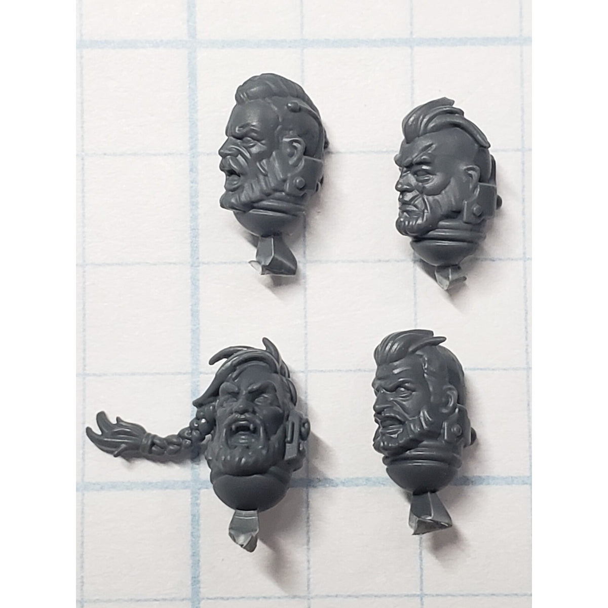 40k Space Wolves Bits Grey Hunters Feral Bare Heads x7 Set B7