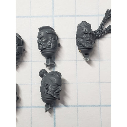40k Space Wolves Bits Grey Hunters Feral Bare Heads x7 Set B7