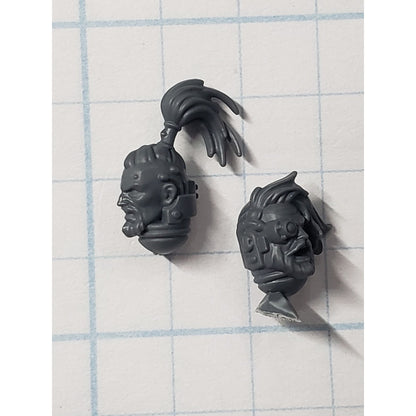 40k Space Wolves Bits Grey Hunters Pack Leader Bare Heads x2 Set