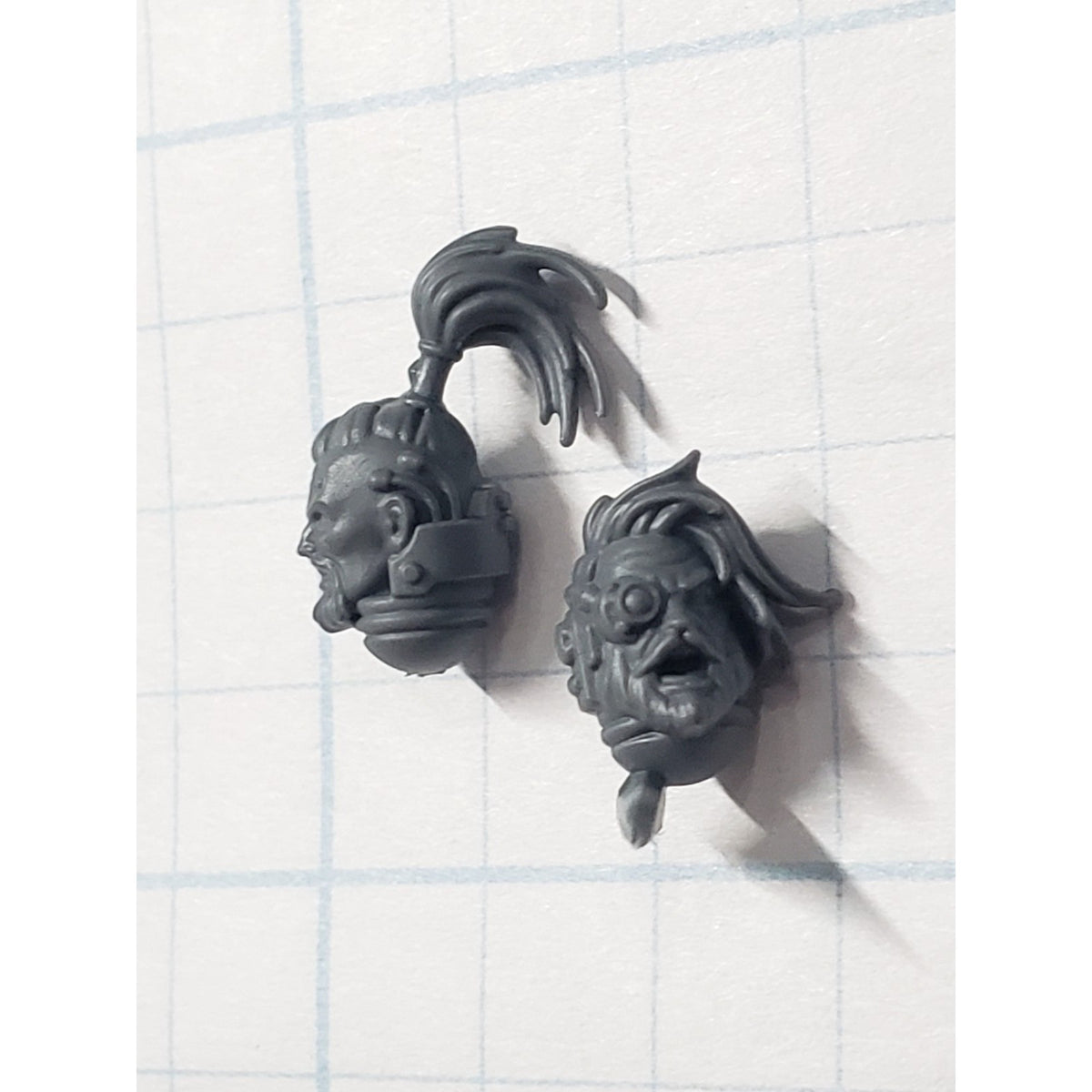 40k Space Wolves Bits Grey Hunters Pack Leader Bare Heads x2 Set