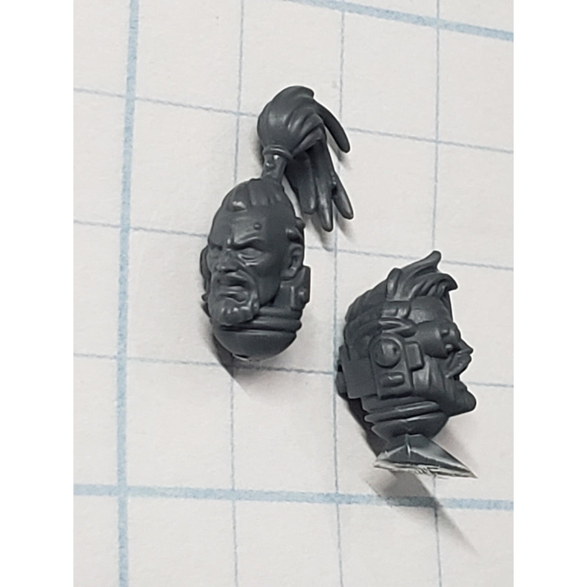 40k Space Wolves Bits Grey Hunters Pack Leader Bare Heads x2 Set