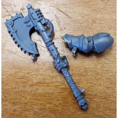 40k Chaos Space Marine Bits Chosen Engraved Chain Axe w Arm Skull