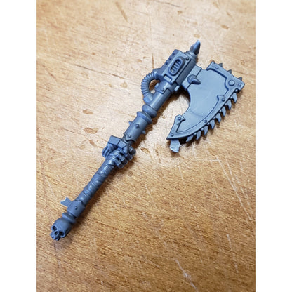 40k Chaos Space Marine Bits Chosen Engraved Chain Axe w Arm Skull