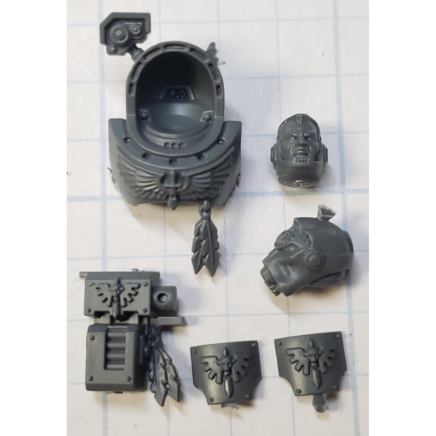 40k Dark Angels Bits Upgrade Terminator Commander Chest Helmet Head Hip Pads #12