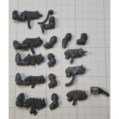 40K Chaos Space Marine Bits Legionary Bolters w Arms & Ammo Belts x8