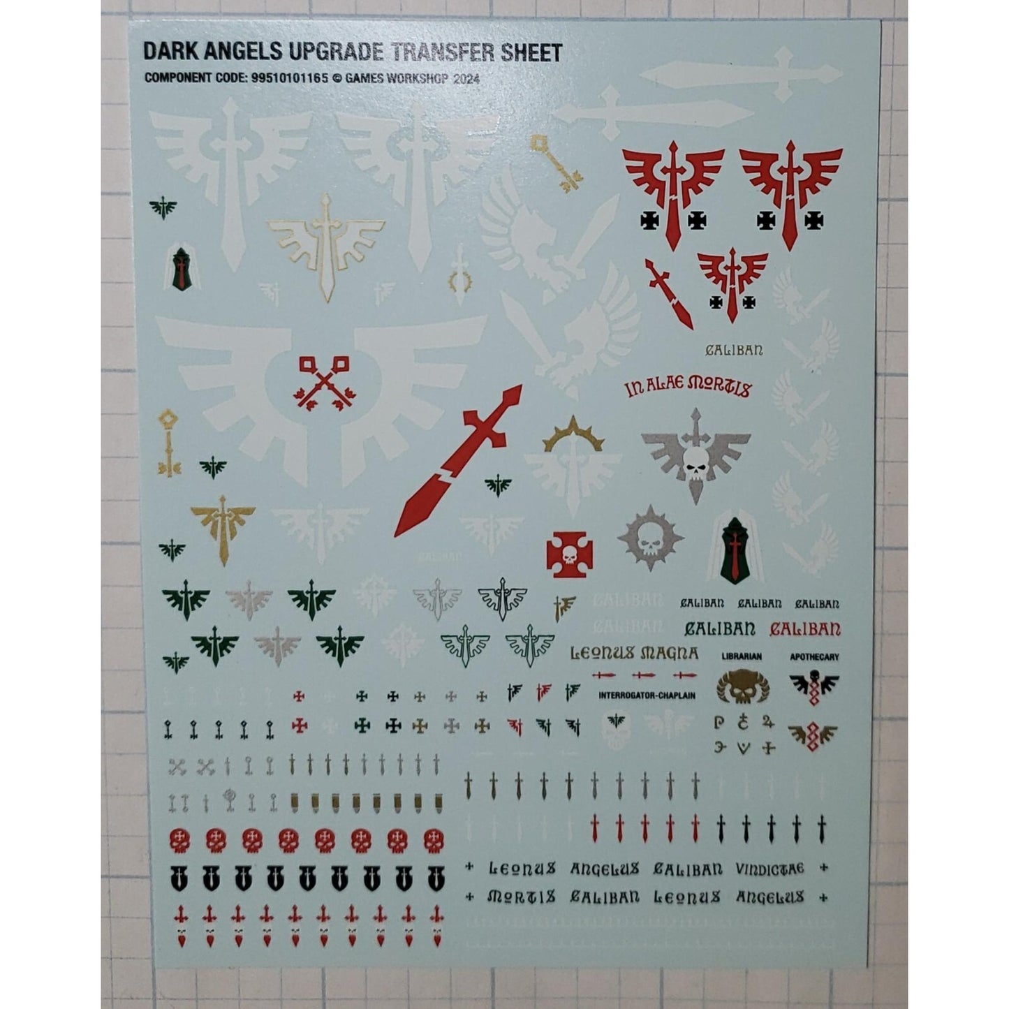 Warhammer 40k Space Marine Bits Dark Angels Upgrade Transfer Sheet 2024